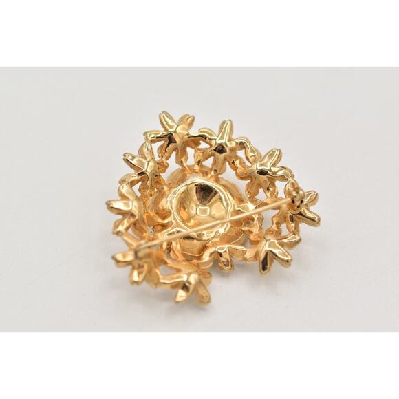 Reja Vintage Clip On Earrings Pin Brooch Set Cream Flower Enamel Pearl 40s BinBI - Picture 11 of 12